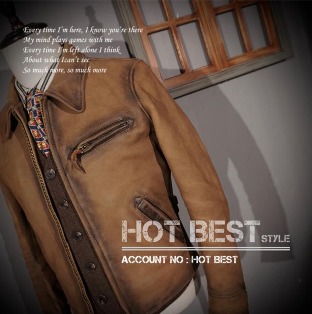 1.3mm カウハイド 30年代 トラッカースタイル メンズ 革ジャン ヴィンテージ加工 シングルライダース レザージャケット 牛革