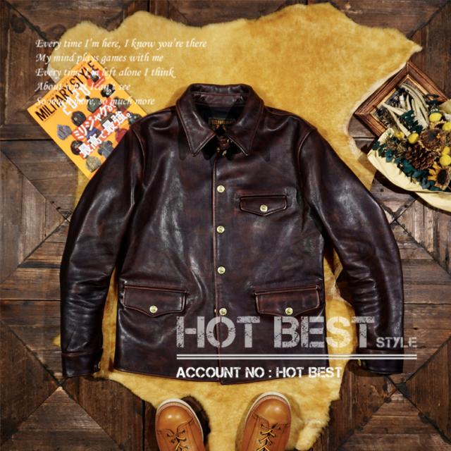 1.3mm 茶芯カウハイド 30年代 ワークコート レザージャケット メンズ 革ジャン カーコート ブレーキマン ベジタブルタンニンなめし 牛革