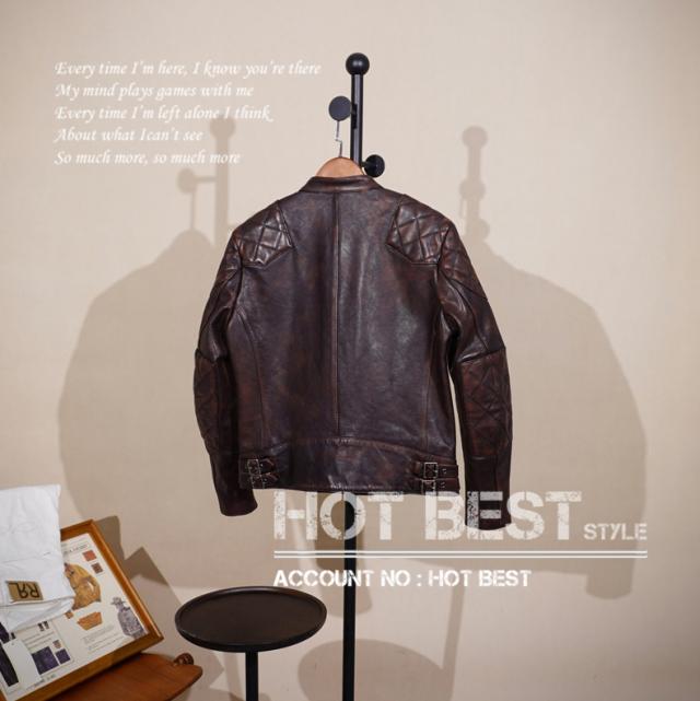 1.3mm 茶芯カウハイド パテッド スタンダードスタイル シングルライダース レザージャケット イタリアンレザー 植物鞣し 牛革