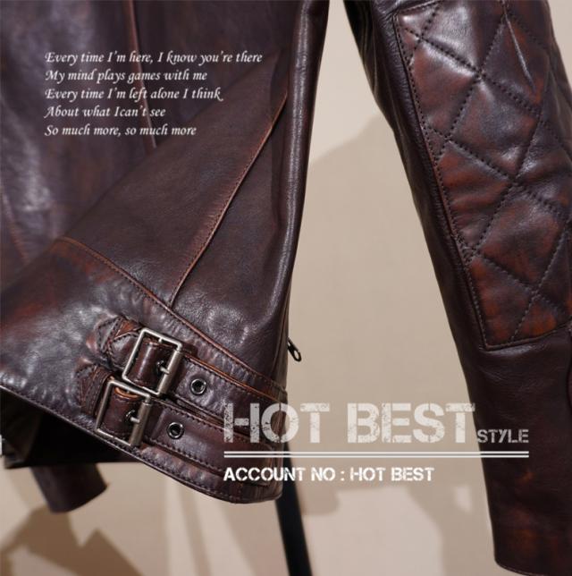 1.3mm 茶芯カウハイド パテッド スタンダードスタイル シングルライダース レザージャケット イタリアンレザー 植物鞣し 牛革