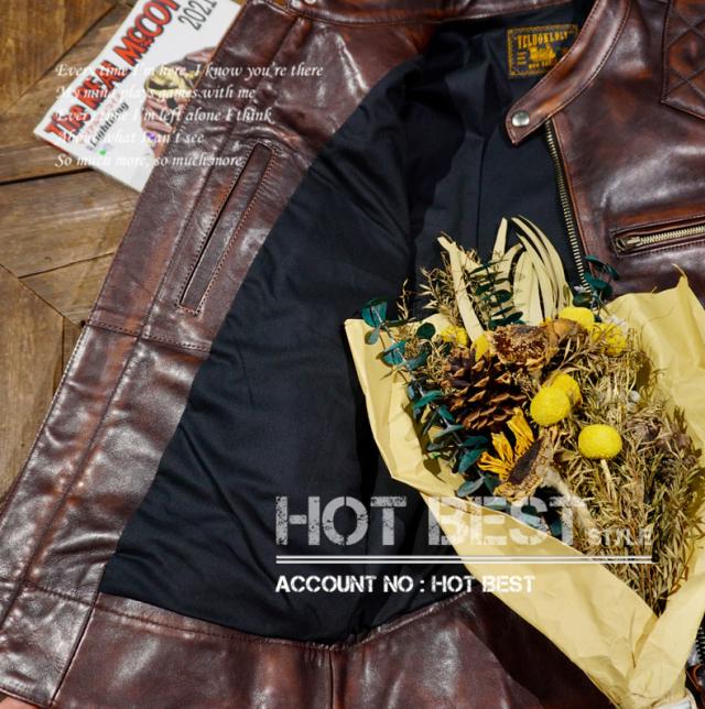 1.3mm 茶芯カウハイド パテッド スタンダードスタイル シングルライダース レザージャケット イタリアンレザー 植物鞣し 牛革