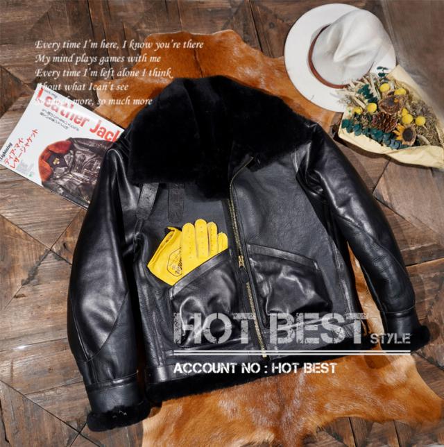 ホースハイド&シープスキン 復刻40年代 TYPE B-3 ムートンフライトジャケット  WWII B-17 メンフィス・ベル 羊毛