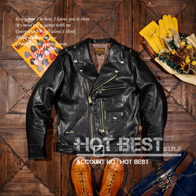 1.3mm 黒芯カウハイド 50年代 ダブルライダース レザージャケット Dポケット タンニンなめし ピグメント J-24タイプ 牛革