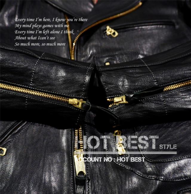 1.3mm 黒芯カウハイド 50年代 ダブルライダース レザージャケット Dポケット タンニンなめし ピグメント J-24タイプ 牛革