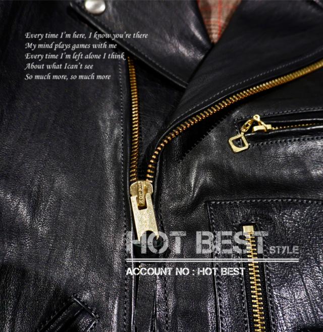 1.3mm 黒芯カウハイド 50年代 ダブルライダース レザージャケット Dポケット タンニンなめし ピグメント J-24タイプ 牛革