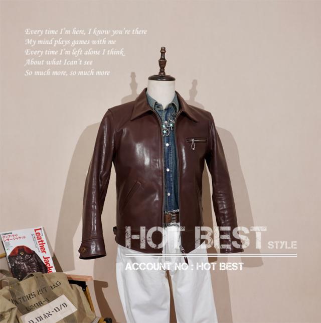 1.3mm ホースハイド 1930s トラッカースタイル シングルライダース メンズ 革ジャン レザージャケット 植物鞣し 馬革