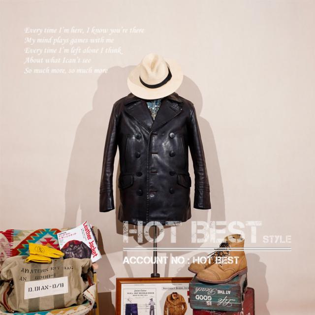 最高峰 1.7mmカウハイド 定番 740 海軍ピーコート メンズ 革ジャン イタリアンレザー タンニンなめし オイルワックスレザー 牛革