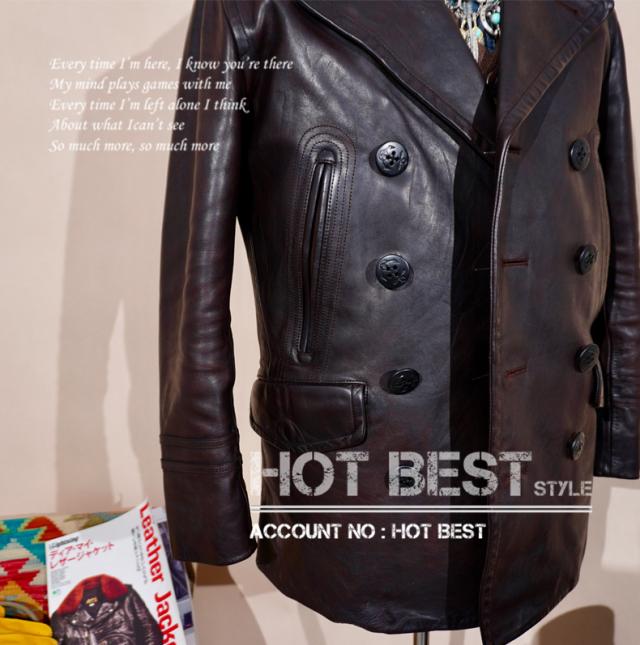 最高峰 1.7mmカウハイド 定番 740 海軍ピーコート メンズ 革ジャン