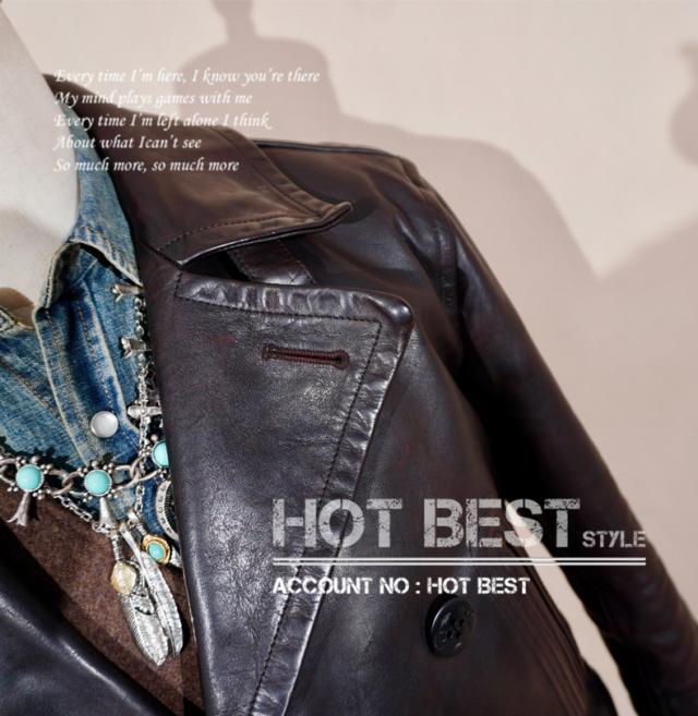 最高峰 1.7mmカウハイド 定番 740 海軍ピーコート メンズ 革ジャン