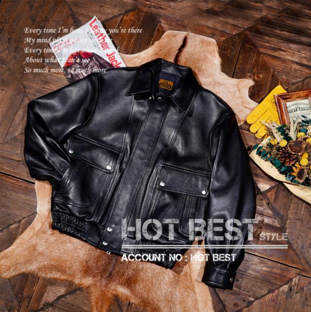 最高峰 1.5mm カウハイド 襟付き スポーツジャケット メンズ 革ジャン ボマーボンバー ライダース イタリアンレザー 牛革