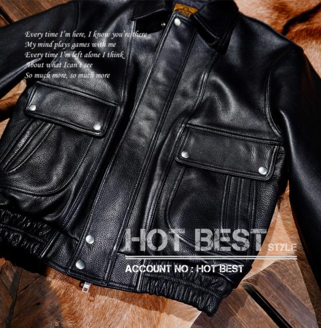最高峰 1.5mm カウハイド 襟付き スポーツジャケット メンズ 革ジャン ボマーボンバー ライダース イタリアンレザー 牛革