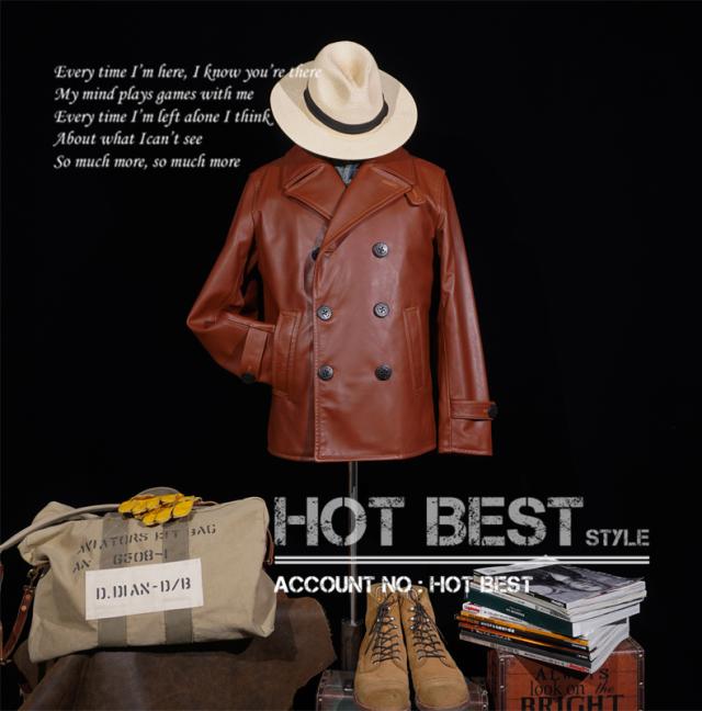 1.3mmカウハイド 定番 740 海軍ピーコート Peacoatメンズ 革ジャン イタリアンレザー タンニンなめし 牛革