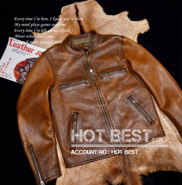 1.3mm カウハイド 60年代 カフェレーサー シングルライダース ウォッシュ加工 ヴィンテージ レザージャケット 植物鞣し 牛革