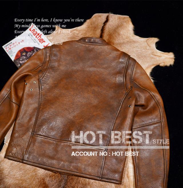 1.3mm カウハイド 60年代 カフェレーサー シングルライダース ウォッシュ加工 ヴィンテージ レザージャケット 植物鞣し 牛革