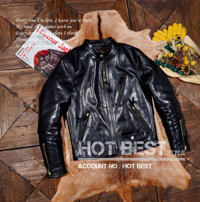 1.6mm イタリアンレザー ホースハイド 50年代 パテッド シングルライダース レザージャケット トスカーナ植物鞣し 馬革