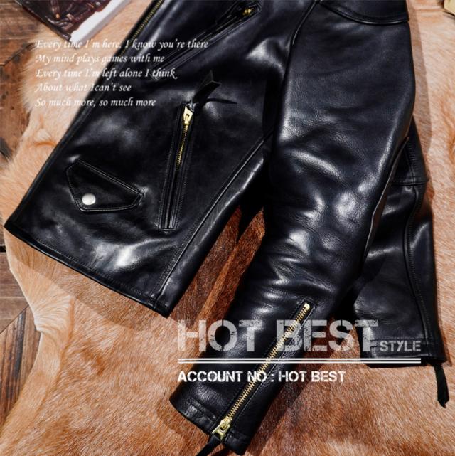 1.6mm イタリアンレザー ホースハイド 50年代 パテッド シングルライダース レザージャケット トスカーナ植物鞣し 馬革