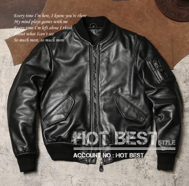 1.0mm ゴートスキン メンズ USAAF TYPE MA-1 フライトジャケット 革ジャン ボマーボンバー レザー 山羊革