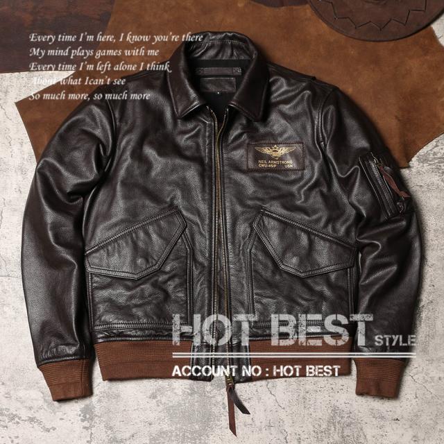 1.0mm カウハイド CWU 45P ミリタリー US フライトジャケット メンズ 革ジャンMA-1 軽量 イタリアンレザー 牛革