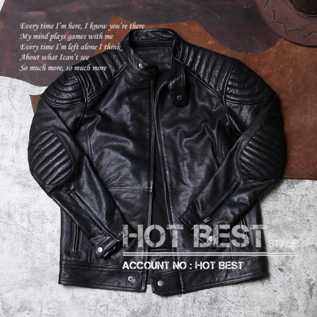 1.0mm ゴートスキン 復刻30年代スタイル パテッド メンズ 革ジャン シングルライダース レザージャケット 植物鞣し 山羊革