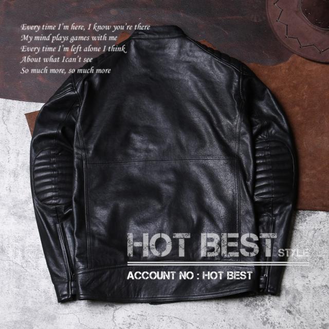 1.0mm ゴートスキン 復刻30年代スタイル パテッド メンズ 革ジャン シングルライダース レザージャケット 植物鞣し 山羊革