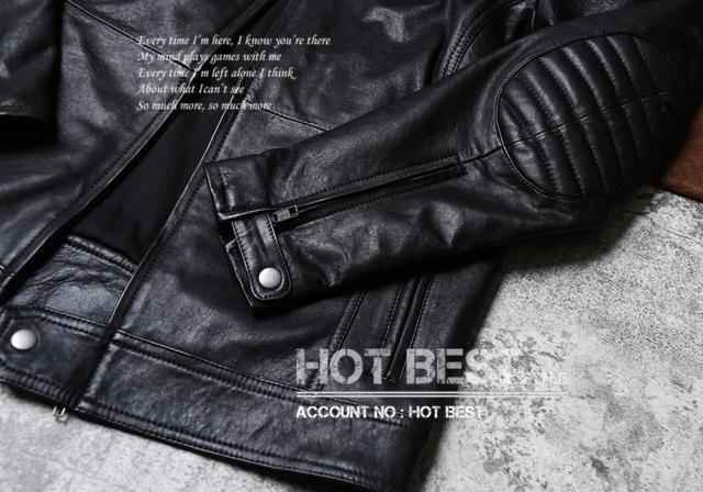 1.0mm ゴートスキン 復刻30年代スタイル パテッド メンズ 革ジャン シングルライダース レザージャケット 植物鞣し 山羊革