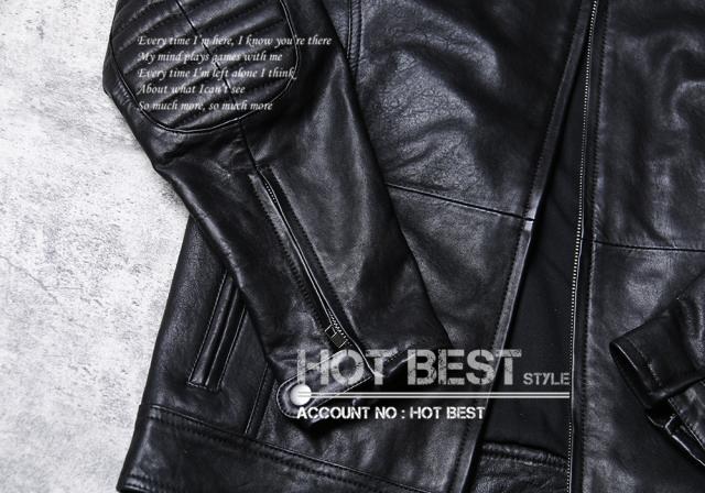 1.0mm ゴートスキン 復刻30年代スタイル パテッド メンズ 革ジャン シングルライダース レザージャケット 植物鞣し 山羊革