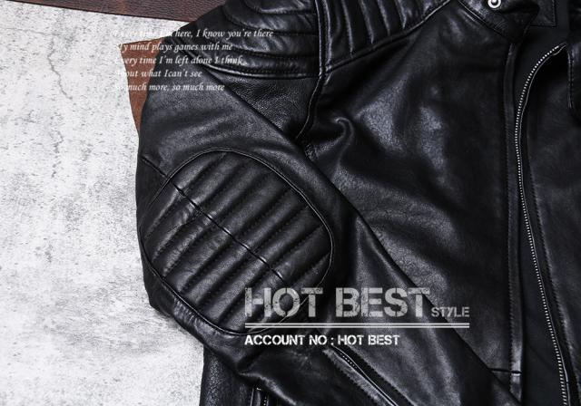 1.0mm ゴートスキン 復刻30年代スタイル パテッド メンズ 革ジャン シングルライダース レザージャケット 植物鞣し 山羊革