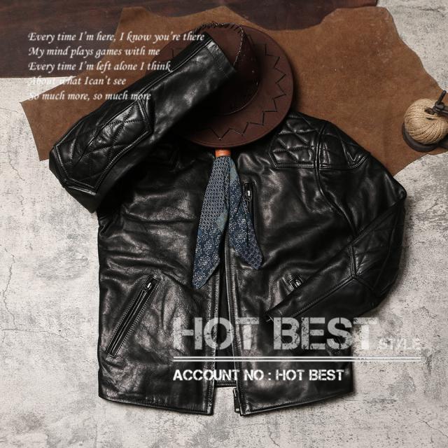 1.2mm カウハイド 50年代パテッド シングルライダース メンズ 革ジャン レザージャケット PADDED タンニンなめし 牛革