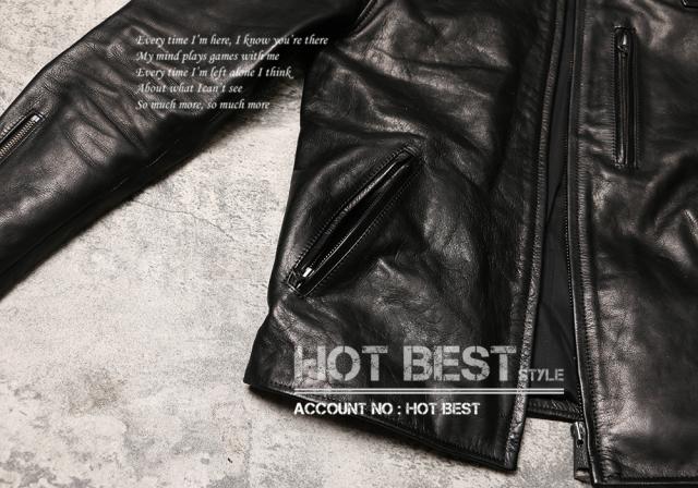 1.2mm カウハイド 50年代パテッド シングルライダース メンズ 革ジャン レザージャケット PADDED タンニンなめし 牛革