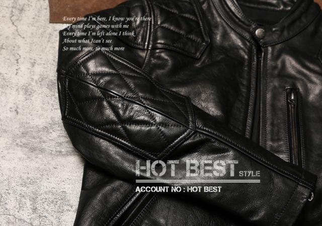 1.2mm カウハイド 50年代パテッド シングルライダース メンズ 革ジャン レザージャケット PADDED タンニンなめし 牛革