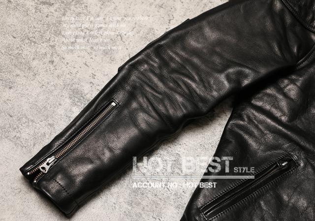 1.2mm カウハイド 50年代パテッド シングルライダース メンズ 革ジャン レザージャケット PADDED タンニンなめし 牛革