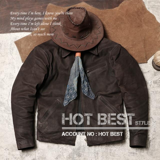 0.8mm ゴートスキン 30年代スタイル シングルライダース メンズ 革ジャン レザージャケット ワックスレザー 山羊革