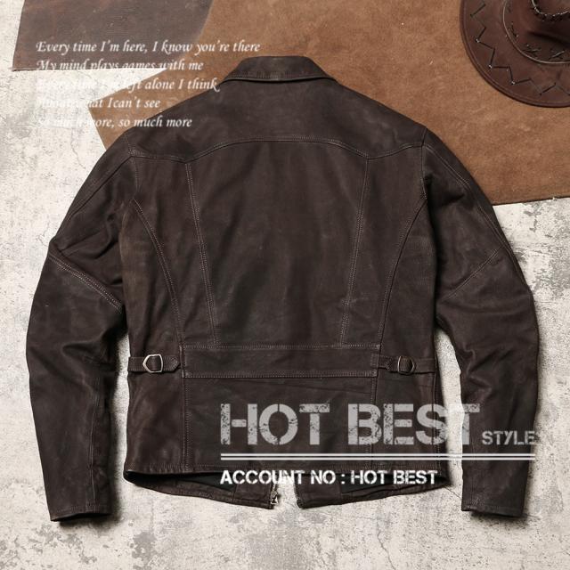 0.8mm ゴートスキン 30年代スタイル シングルライダース メンズ 革ジャン レザージャケット ワックスレザー 山羊革