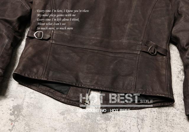 0.8mm ゴートスキン 30年代スタイル シングルライダース メンズ 革ジャン レザージャケット ワックスレザー 山羊革