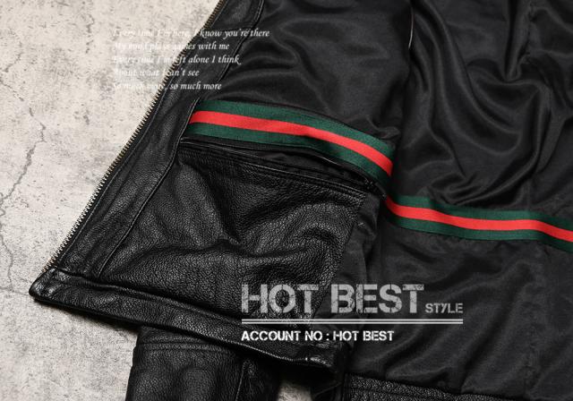 カウハイド 襟付き スポーツジャケット メンズ 革ジャン ボマー