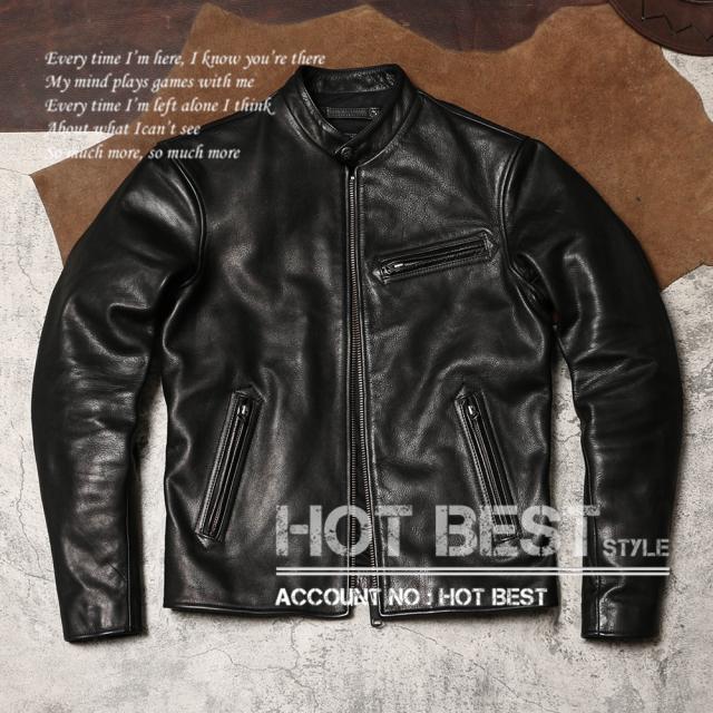 1.2mm カウハイド スタンドカラー シングルライダース メンズ 革ジャン レザージャケット イタリアンレザー 牛革