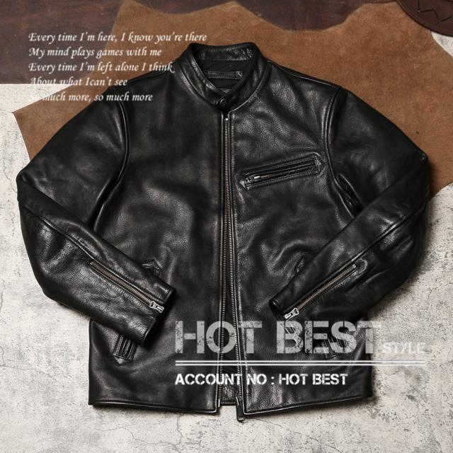 1.2mm カウハイド スタンドカラー シングルライダース メンズ 革ジャン レザージャケット イタリアンレザー 牛革