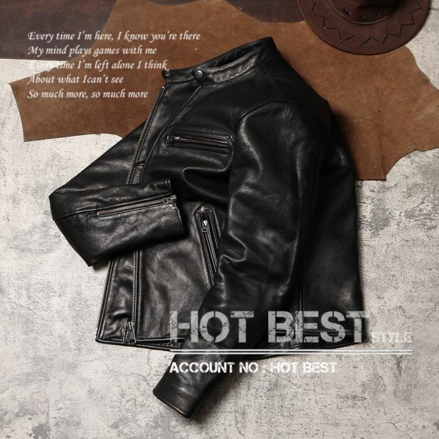 1.2mm カウハイド スタンドカラー シングルライダース メンズ 革ジャン レザージャケット イタリアンレザー 牛革