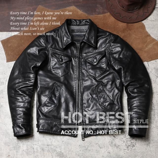 1.2mm カウハイド 復刻40年代 アビエイタースタイル メンズ 革ジャン レザージャケット オイルワックスレザー 牛革