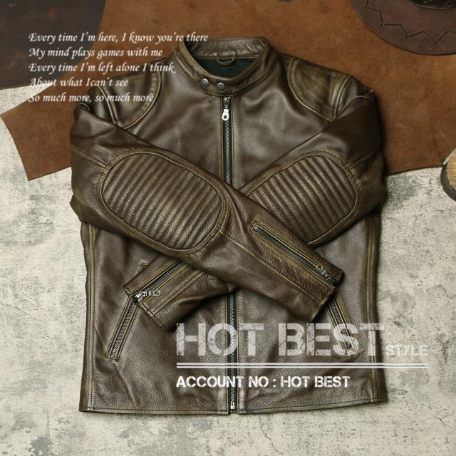 1.2mm 茶芯カウハイド 50年代 パテッド シングルライダース メンズ 革ジャン レザージャケット PADDED タンニンなめし 牛革