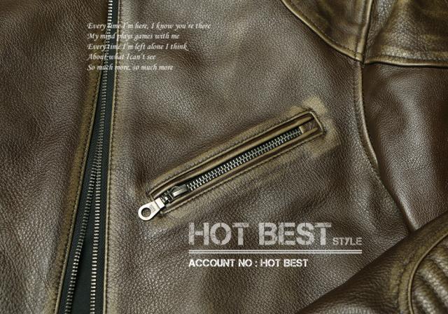 1.2mm 茶芯カウハイド 50年代 パテッド シングルライダース メンズ 革ジャン レザージャケット PADDED タンニンなめし 牛革