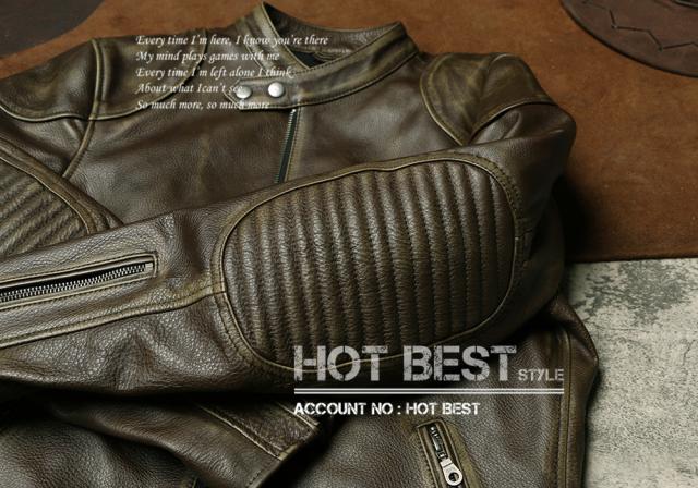 1.2mm 茶芯カウハイド 50年代 パテッド シングルライダース メンズ 革ジャン レザージャケット PADDED タンニンなめし 牛革