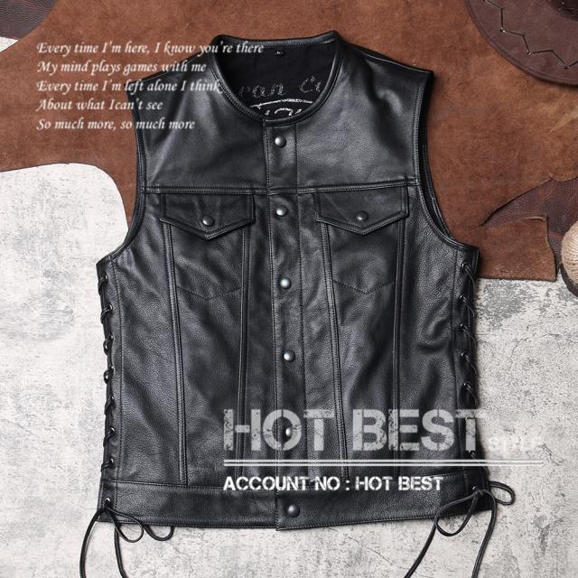 1.0mm カウハイド 本革 メンズ レザーベスト 本革ベスト 皮ベスト ジレ レザージャケット 牛革