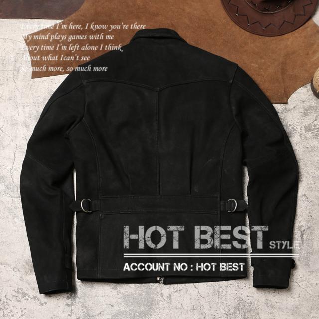 1.2mm カウスエード 復刻30年代スタイル シングルライダース メンズ 革ジャン レザージャケット ウォッシュ加工 ヴィンテージ 牛革