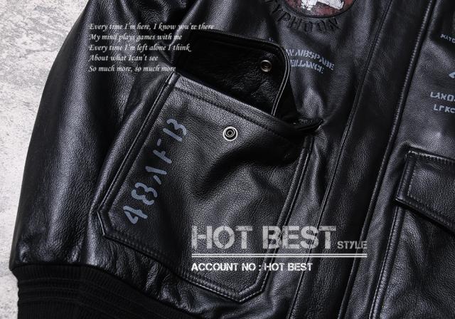 1.0mm カウハイド 復刻40年代 USAF TYPE A-2 刺繍 メンズ 革ジャン フライトジャケット イタリアンレザー 牛革