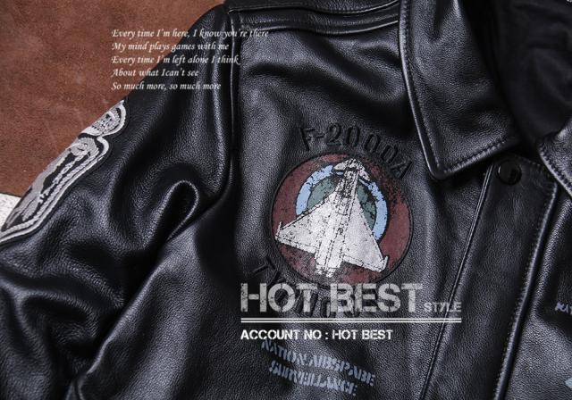 1.0mm カウハイド 復刻40年代 USAF TYPE A-2 刺繍 メンズ 革ジャン フライトジャケット イタリアンレザー 牛革