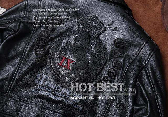 1.0mm カウハイド 復刻40年代 USAF TYPE A-2 刺繍 メンズ 革ジャン フライトジャケット イタリアンレザー 牛革