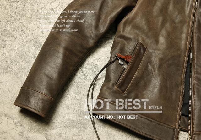 1.2mm カウハイド 30年代スタイル シングルライダース メンズ 革ジャン レザージャケット トスカーナ植物鞣し革 牛革