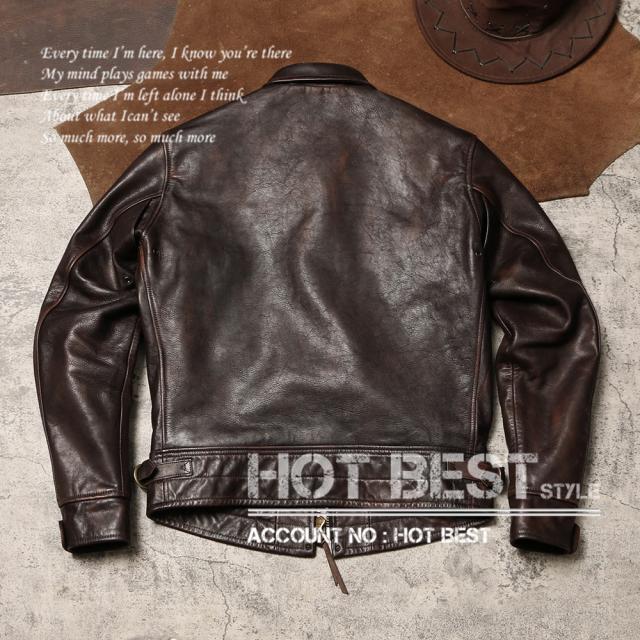 1.1mm 茶芯カウハイド 30年代 トラッカースタイル メンズ 革ジャン シングルライダース レザージャケット 牛革