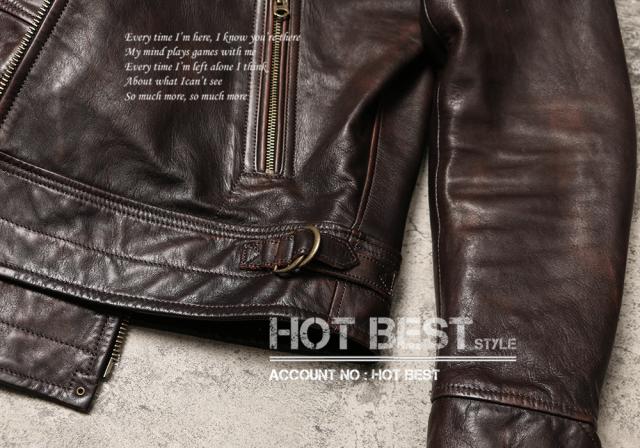 1.1mm 茶芯カウハイド 30年代 トラッカースタイル メンズ 革ジャン シングルライダース レザージャケット 牛革